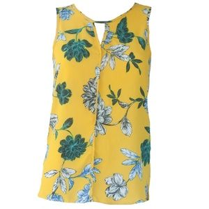 C+E Yellow Floral Sleeveless Blouse